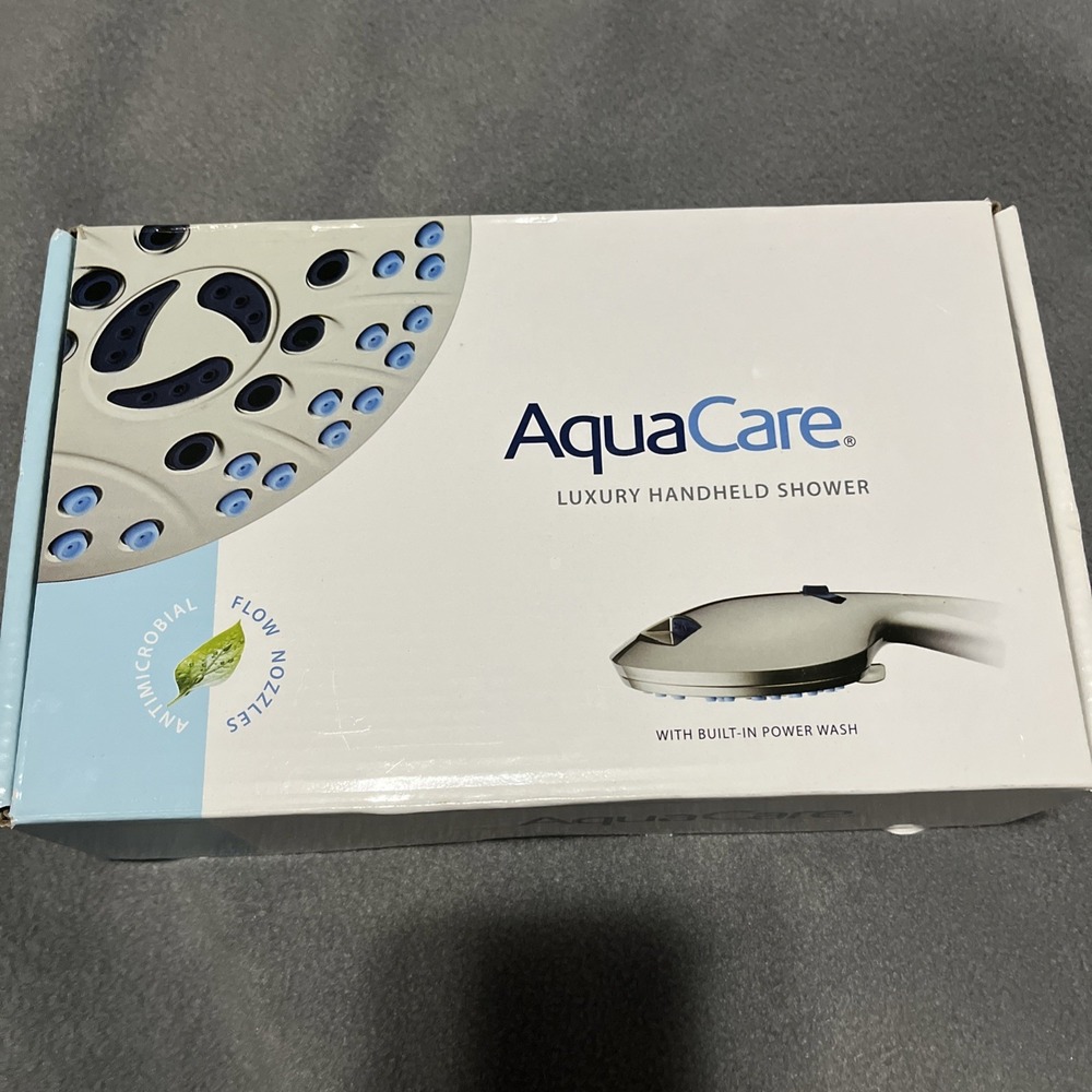 AquaCare Luxury Antimicrobial Handheld Shower W/ Built-in Power Wash 8 Settings